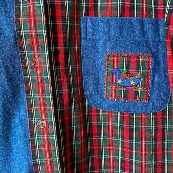 Vintage Casey Coleman Plaid Santa Button Up - Picture 3 of 7